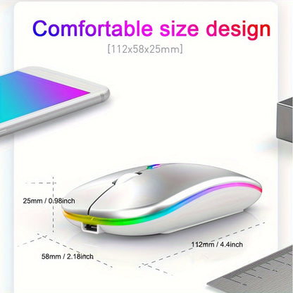 Rechargeable Wireless Mouse Designed for Computers, Featuring an Ergonomic USB Design, Silent Operation, And RGB Backlighting, Suitable for Laptops, Pcs, And Ipads