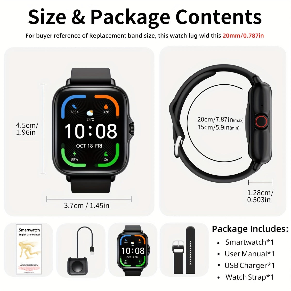 Smart Sports Watch with a 1.83-Inch Full Touchscreen, Information Reception, Calling Features, Health Monitoring, Step Tracking, Message Alerts, Compatible with for Iphone And Android, Perfect Gift for Boyfriend Or Girlfriend