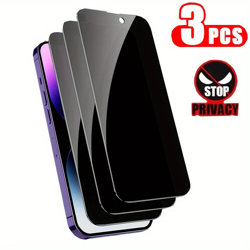 Set of 3 Complete Privacy Screen Protectors for Iphone 11 Through 17 Pro Max, Including Tempered Glass Options for Iphone 14 Pro, 15 Pro Max, And Additional Models Like for iphone 14 Plus And 15 Plus
