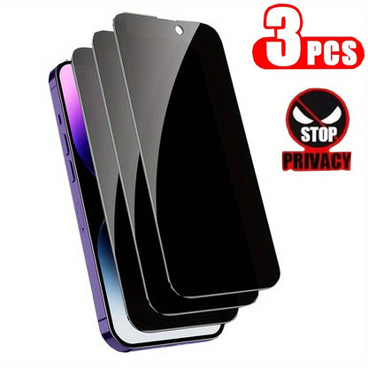 Set of 3 Complete Privacy Screen Protectors for Iphone 11 Through 17 Pro Max, Including Tempered Glass Options for Iphone 14 Pro, 15 Pro Max, And Additional Models Like for iphone 14 Plus And 15 Plus