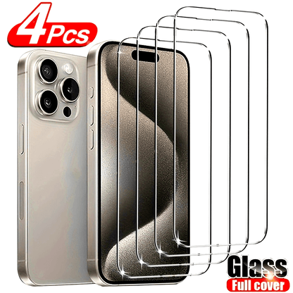 [4pcs HD Tempered Glass] 4pcs HD Tempered Glass Screen Protection for iPhone 11 12 13 14 15 16 17 Pro 13 14 15 16 17 Pro Max 17 Air 16e 14 15 16 Plus Protective Glass Film