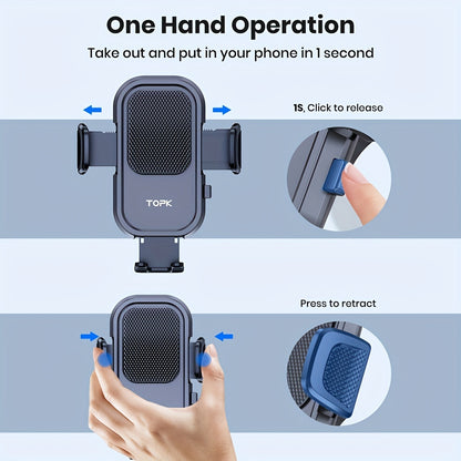 TOPK Car Phone Holder Mount, Car Mount with Hook Clip for Car Air Vent 360° Rotation Phone Mount Compatible with Iphone Android Cell Phone