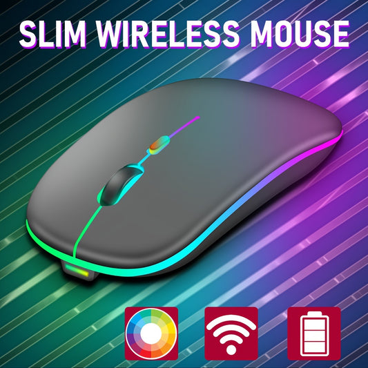 Rechargeable Wireless Mouse Designed for Computers, Featuring an Ergonomic USB Design, Silent Operation, And RGB Backlighting, Suitable for Laptops, Pcs, And Ipads