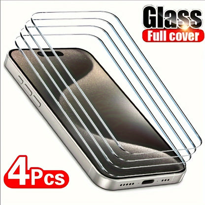 [4pcs HD Tempered Glass] 4pcs HD Tempered Glass Screen Protection for iPhone 11 12 13 14 15 16 17 Pro 13 14 15 16 17 Pro Max 17 Air 16e 14 15 16 Plus Protective Glass Film
