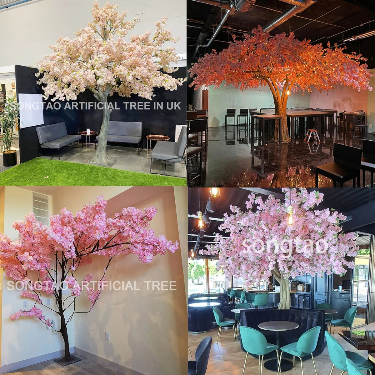 Songtao Hot Sale Large Fiberglass Artificial Cherry Blossom Tree for Indoor Decoration Wedding  Flower Tree for Parties