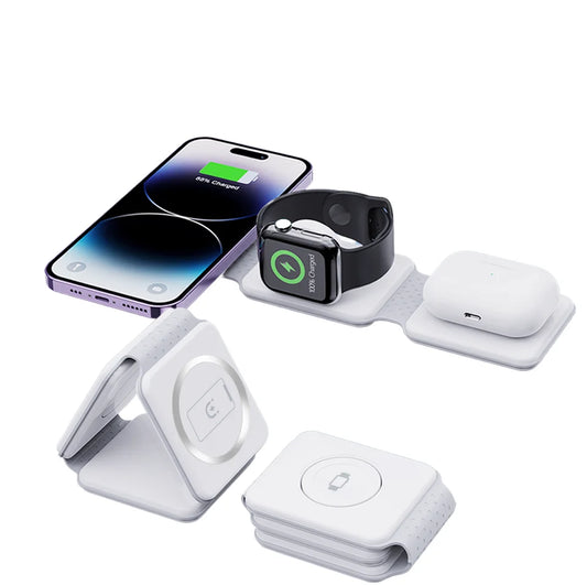 Mini 3-in-1 Folding Magnetic Wireless Charger Dock 15W Fast Charging for iPhone IWatch for AirPods 5V Output Promotion Gift