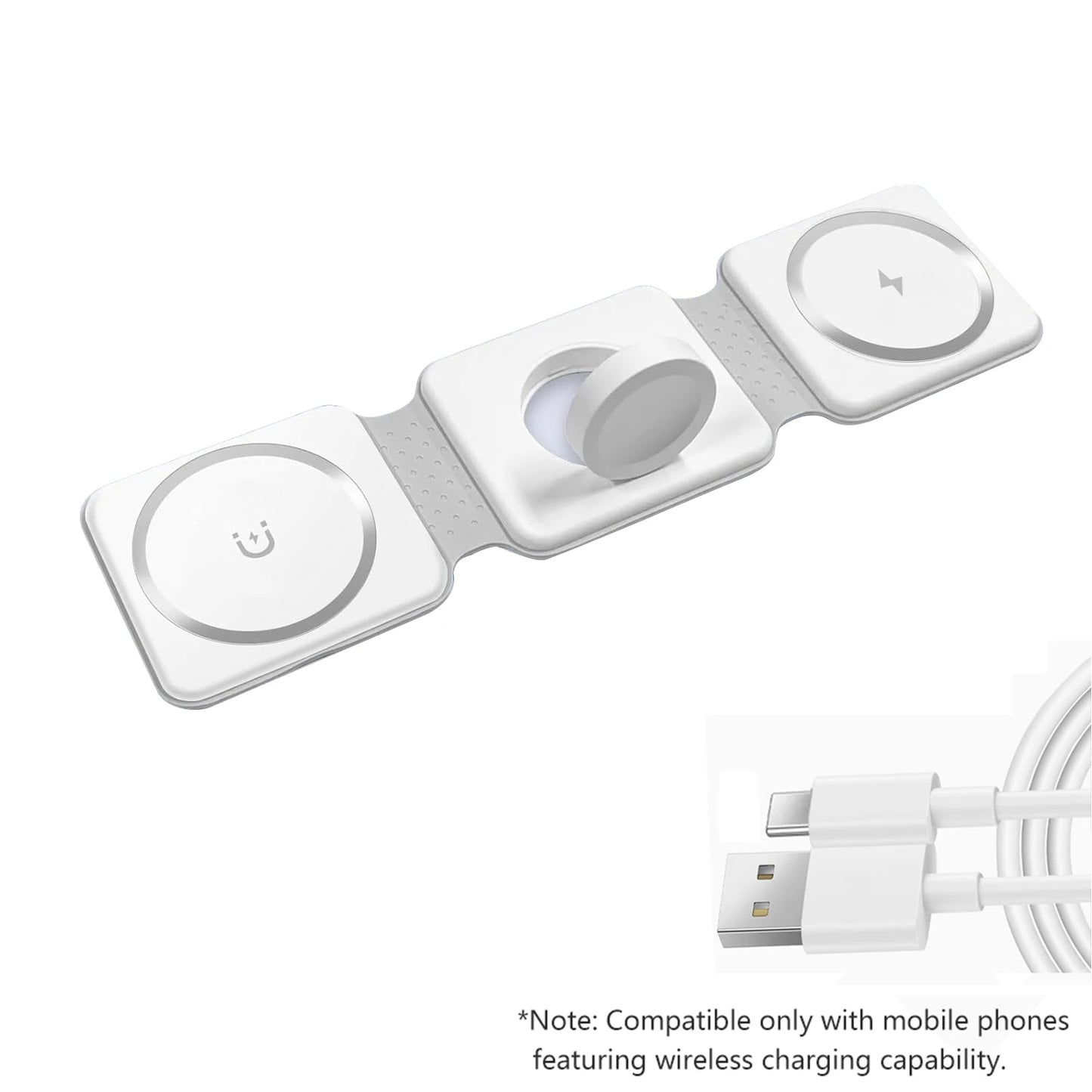 Mini 3-in-1 Folding Magnetic Wireless Charger Dock 15W Fast Charging for iPhone IWatch for AirPods 5V Output Promotion Gift