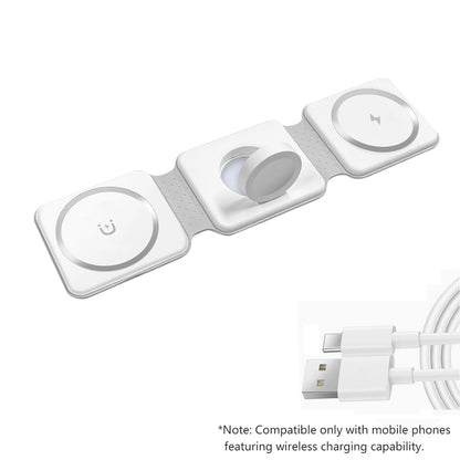 Mini 3-in-1 Folding Magnetic Wireless Charger Dock 15W Fast Charging for iPhone IWatch for AirPods 5V Output Promotion Gift