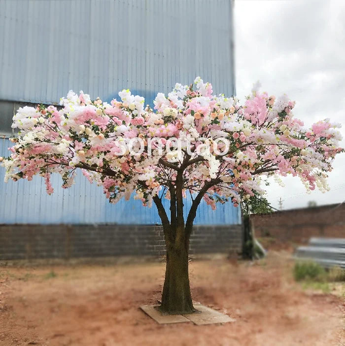 Songtao Hot Sale Large Fiberglass Artificial Cherry Blossom Tree for Indoor Decoration Wedding  Flower Tree for Parties