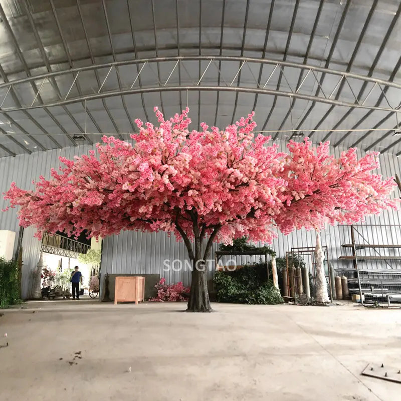 Songtao Hot Sale Large Fiberglass Artificial Cherry Blossom Tree for Indoor Decoration Wedding  Flower Tree for Parties