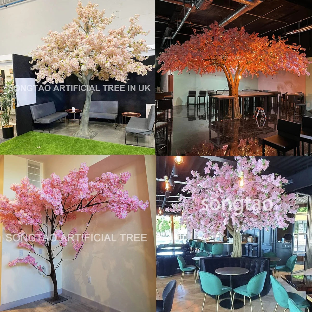 Songtao Hot Sale Large Fiberglass Artificial Cherry Blossom Tree for Indoor Decoration Wedding  Flower Tree for Parties