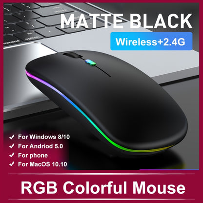 Rechargeable Wireless Mouse Designed for Computers, Featuring an Ergonomic USB Design, Silent Operation, And RGB Backlighting, Suitable for Laptops, Pcs, And Ipads