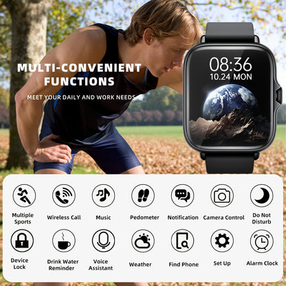 Smart Sports Watch with a 1.83-Inch Full Touchscreen, Information Reception, Calling Features, Health Monitoring, Step Tracking, Message Alerts, Compatible with for Iphone And Android, Perfect Gift for Boyfriend Or Girlfriend