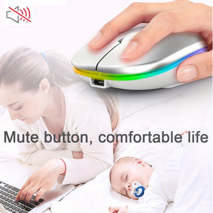 Rechargeable Wireless Mouse Designed for Computers, Featuring an Ergonomic USB Design, Silent Operation, And RGB Backlighting, Suitable for Laptops, Pcs, And Ipads