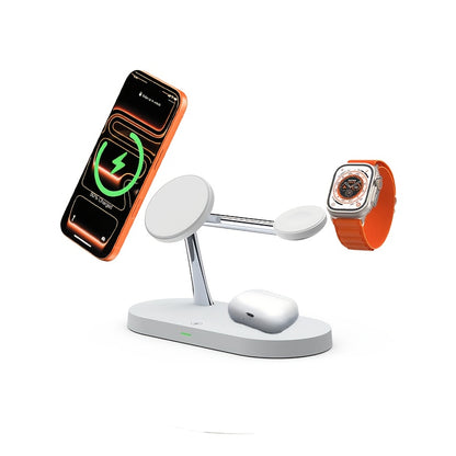 TIMESS-Wireless Charging Station 3-in-1 Standard 15W Fast Mag-Safe Charger Stand with QC3.0 Adapter, Suitable for iPhone 15 14 13 12 11 X 8 Pro Max/Pro/Mini/Plus, iWatch Ultra 9/8 7/6/5/4/3/2, AirPods 3/2