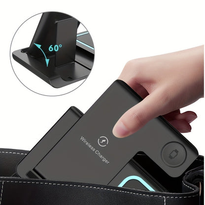 TIMESS-Wireless Charging Station 3-in-1 Standard 15W Fast Mag-Safe Charger Stand with QC3.0 Adapter, Suitable for iPhone 15 14 13 12 11 X 8 Pro Max/Pro/Mini/Plus, iWatch Ultra 9/8 7/6/5/4/3/2, AirPods 3/2