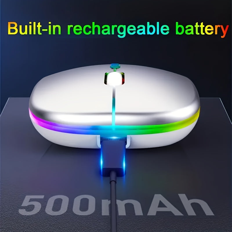 Rechargeable Wireless Mouse Designed for Computers, Featuring an Ergonomic USB Design, Silent Operation, And RGB Backlighting, Suitable for Laptops, Pcs, And Ipads