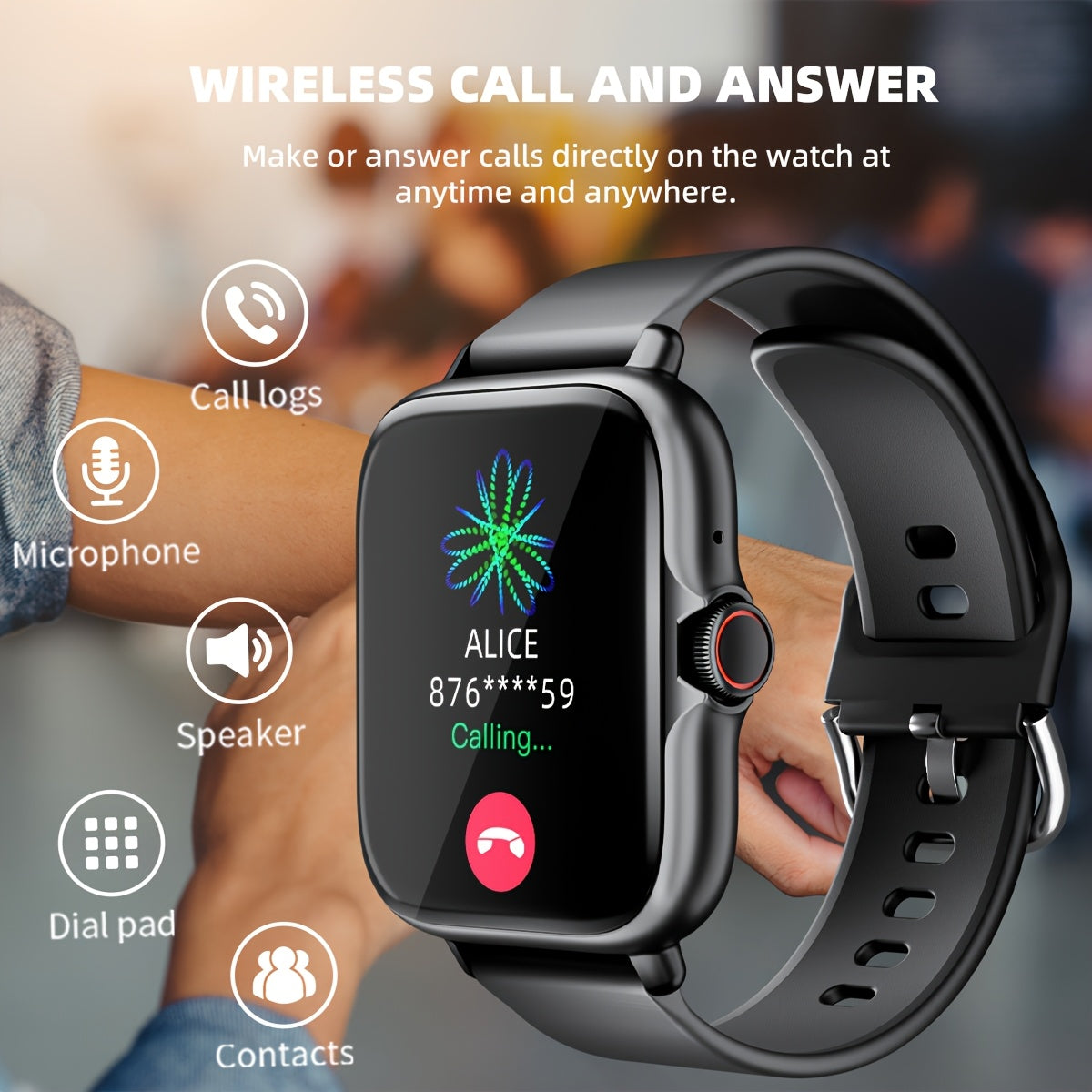 Smart Sports Watch with a 1.83-Inch Full Touchscreen, Information Reception, Calling Features, Health Monitoring, Step Tracking, Message Alerts, Compatible with for Iphone And Android, Perfect Gift for Boyfriend Or Girlfriend