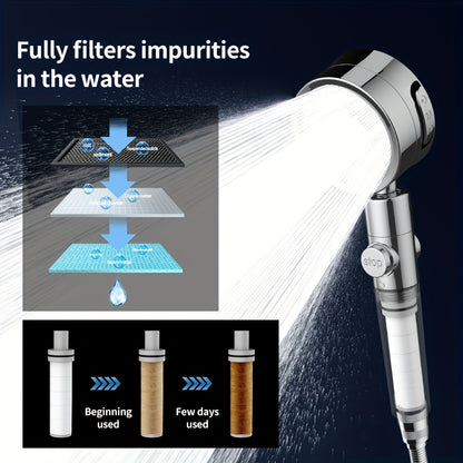 1pc Supercharged Filtered Shower Head | Three-Speed Adjustable, Super Pressurized, Wall-Mounted, Painted Finish, Rain Set, Adjustable Angle Head, Bathroom Accessories, For Shower Use Only