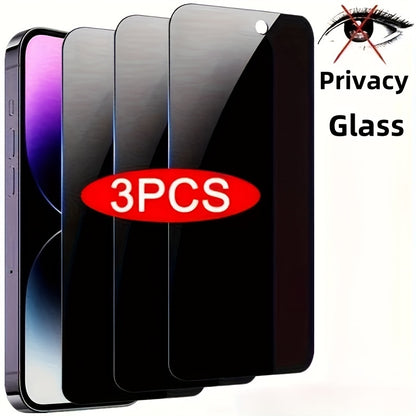 Set of 3 Complete Privacy Screen Protectors for Iphone 11 Through 17 Pro Max, Including Tempered Glass Options for Iphone 14 Pro, 15 Pro Max, And Additional Models Like for iphone 14 Plus And 15 Plus