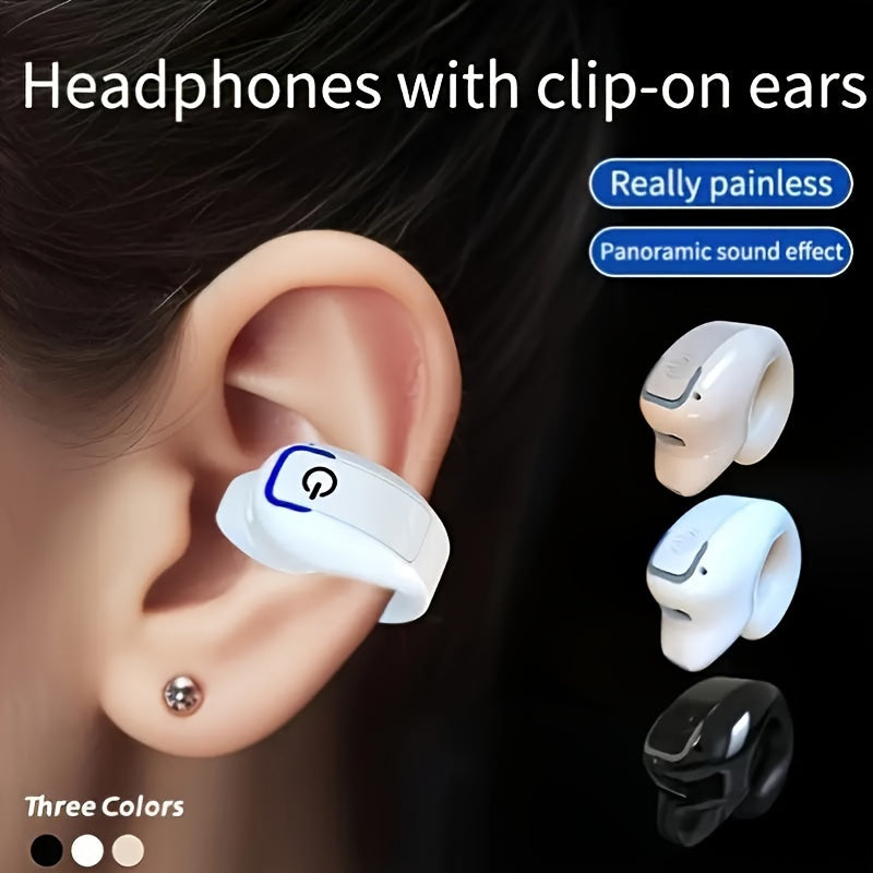 Wireless Earbuds with Long Battery Life, Phone Control & Voice Noise Cancellation - USB-C Charging, 5Th Gen 360° Open Clip Design for Sports & Work, Compatible with All Smartphones